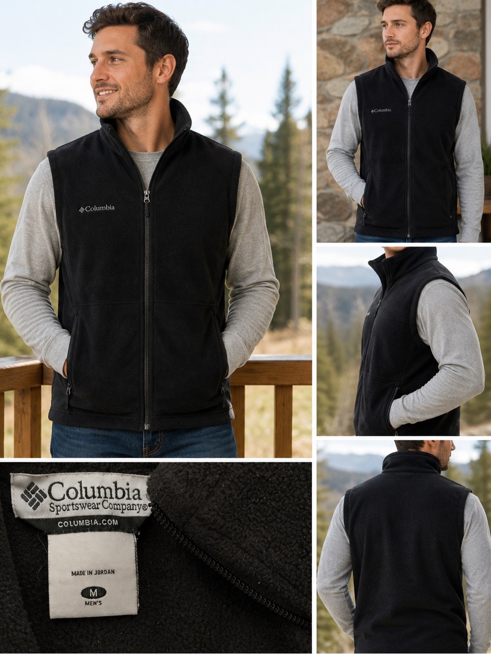 Columbia Black Men's Fleece Vest with Zip Front